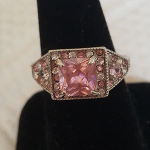 Size 9 Sterling Silver pink sapphire ring